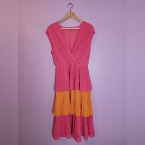 ⭐️NWOT WD.NY Tiered Sleeveless Dress Pink/Orange Size L